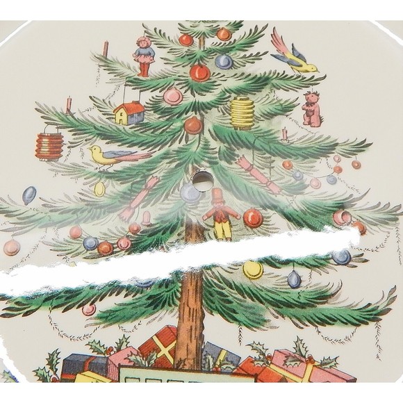 Spode Christmas Tree Tidbit Tray Plate with Handle Cookies Dessert Handle - Picture 7 of 8